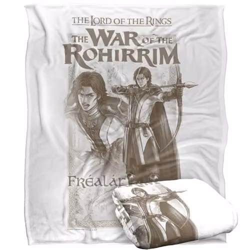 LOGOVISION Lord Of The Rings War Of The Rohirrim Frealaf Homage Super Soft Silky Touch Fleece Throw Blanket, Multicolour, W: 152 cm, D: 127 cm