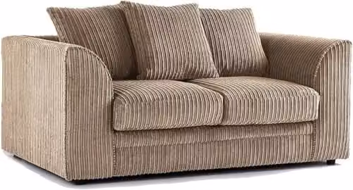 Bliss Furniture Jumbo Cord 2-Seater Sofa in Beige with Scatter Cushions and Removable Covers, W/D/H: 155 x 75 x 87 cm – 1
