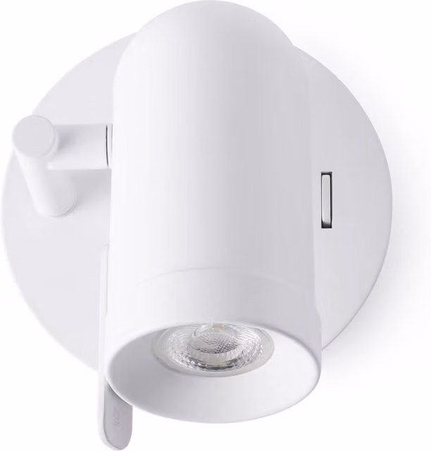 Faro Orleans Adjustable White Glass Cylinder Indoor Wall Spotlight