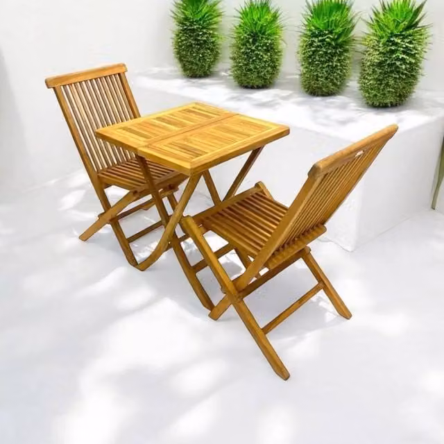 NESTLUNE Teak Garden Furniture Set in Natural Brown – 1