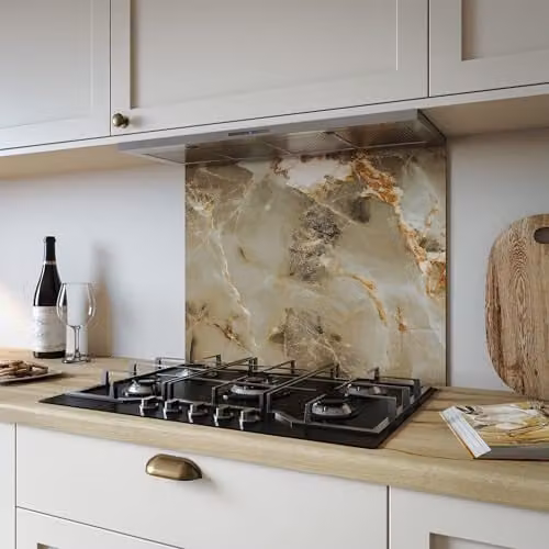 Bushboard AurAurora Gold Aluminium Kitchen Splashback Panel, Glossy Heat Resistant Wall Protector, W: 60 cm, H: 80 cm