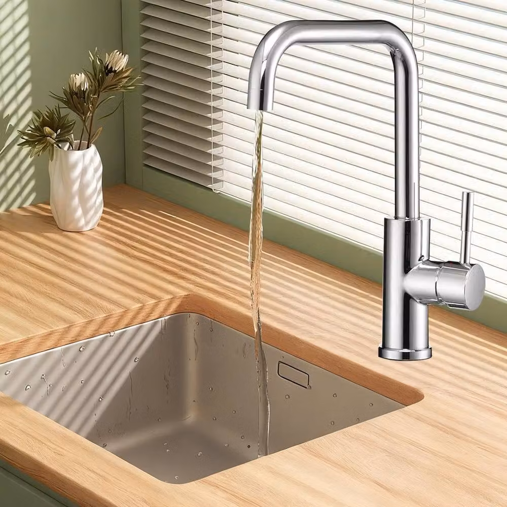 Ventryn Modern Kitchen Faucet with Swivel Spout in Brushed Steel Silver, W/D/H: 33.0 x 20.5 x 33.0 cm – 3