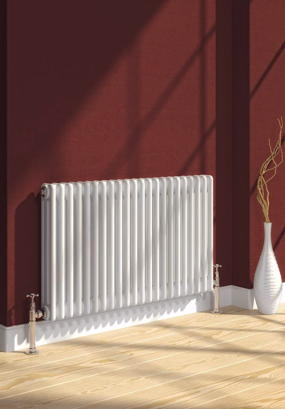 Bathroom Kingdom Colona White 3 Column Horizontal Traditional Wall Hung Steel Radiator W: 60 cm, H: 78.5 cm – 2