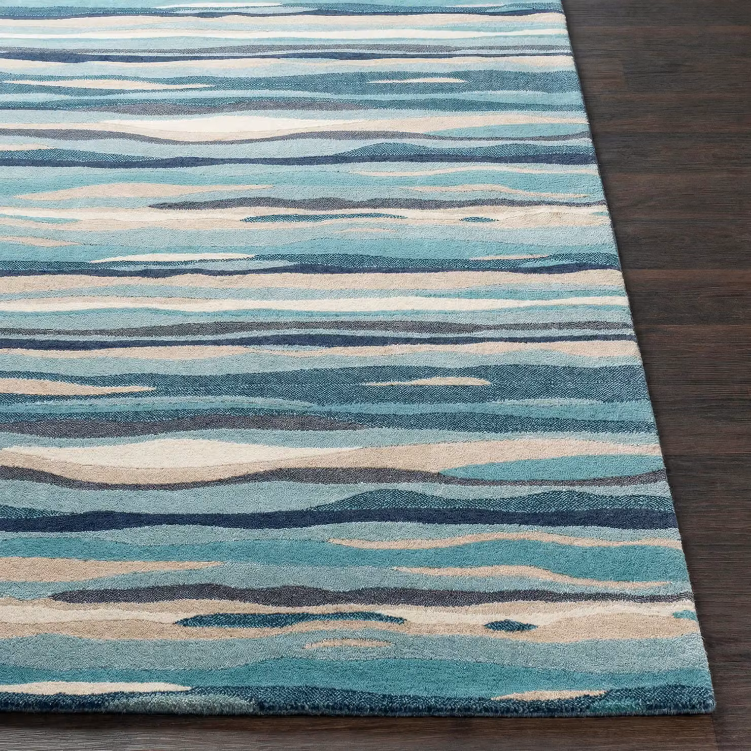 Livabliss Modern Wave Rectangular Rug in Blue, Beige and Grey, W: 160 cm, D: 220 cm – 4