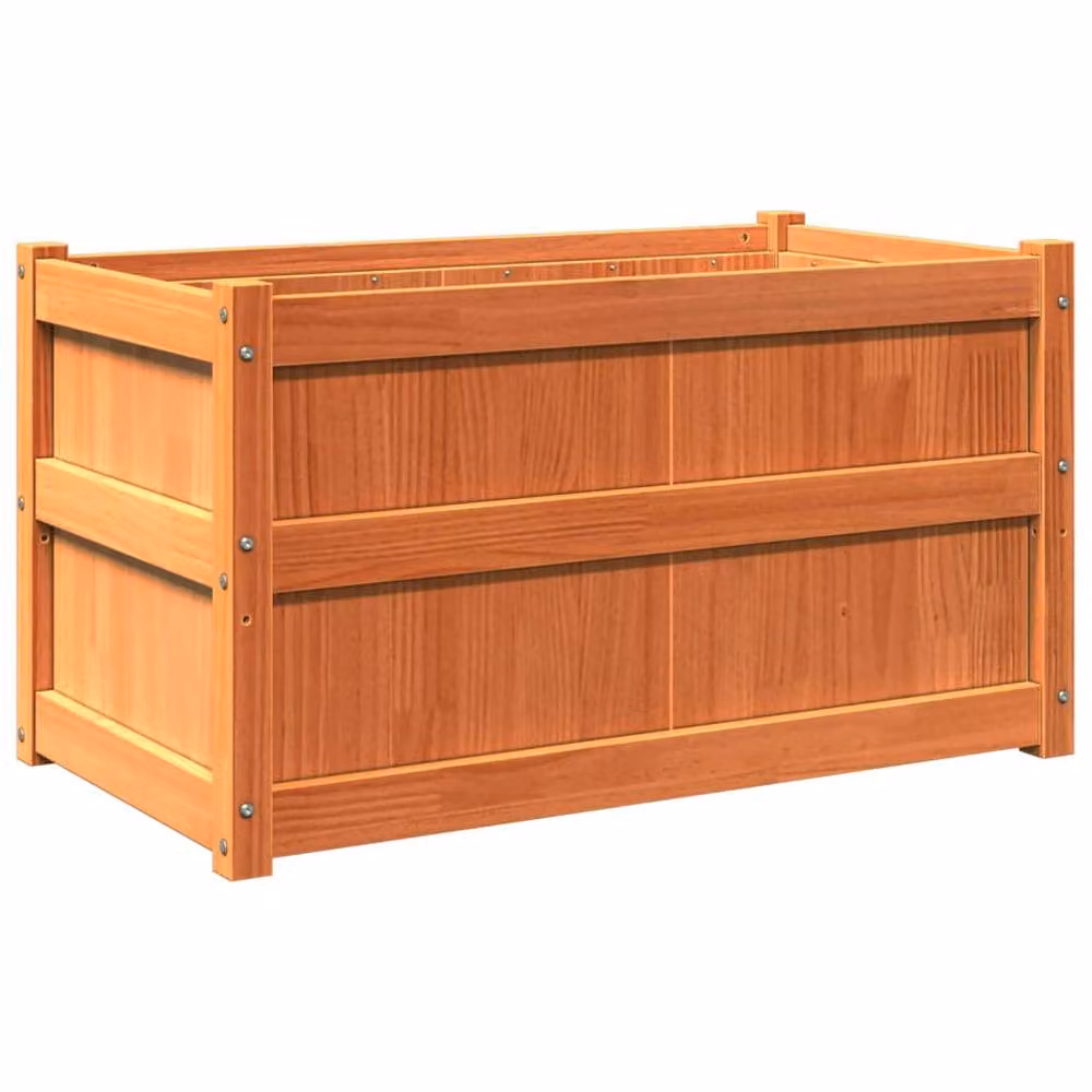 Berkfield Home Beautiful Garden Planter in Wax Brown, Solid Wood Pine, W/D/H: 90 x 50 x 50 cm – 3