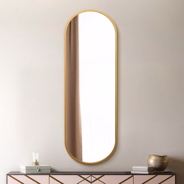 MirrorOutlet The Vultus Metal Framed Double Arched Mirror in Gold, Height: 180 cm