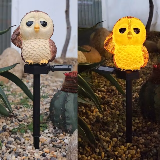 Leaper Saluting Owl LED Solar Outdoor Garden Decoration Light in White