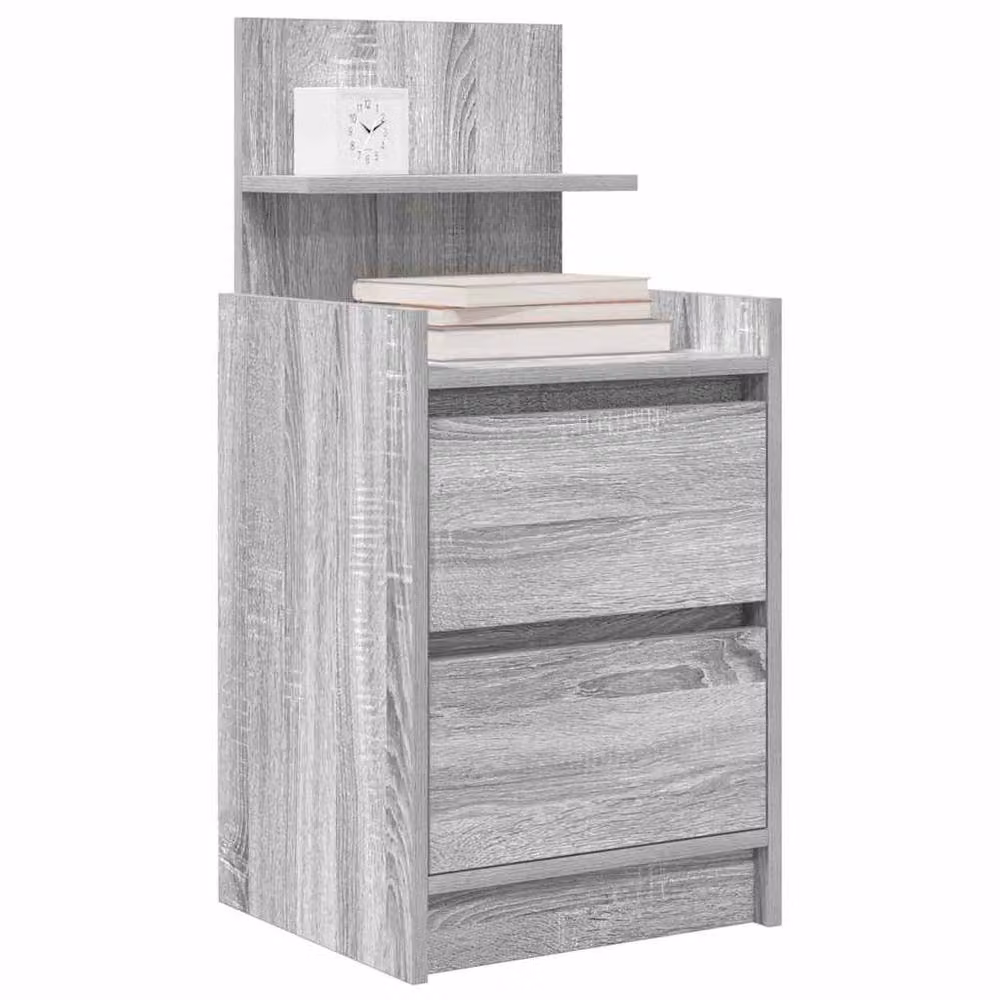 Berkfield Home Set of 2 Bedside Cabinets with 2 Drawers in Grey Sonoma, W/D/H: 38 x 34 x 80 cm – 2