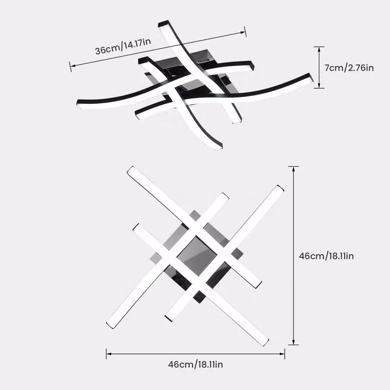 COMELY 24W Modern LED Ceiling Light with 4 Curved Tubes in Black, 6500K Cool White – 4