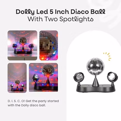 ValueLights Rotating LED Disco Ball Colour Changing Spotlight Table Lamp, Multicolour and Silver USB Plug-in DJ Party Light – 2