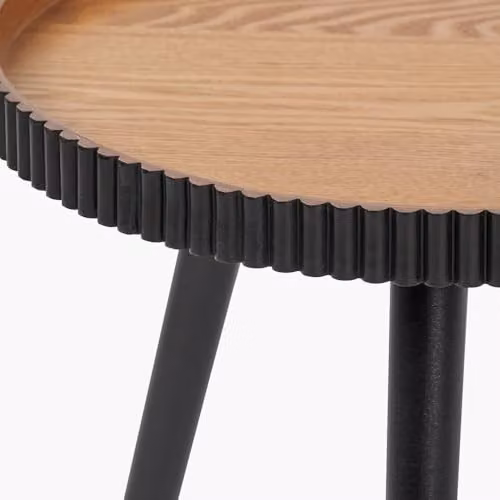 Pacific Lifestyle Black and Natural Tripod Side Table, Round Modern Wood Accent Table, W/D/H: 40 x 40 x 41 cm – 3