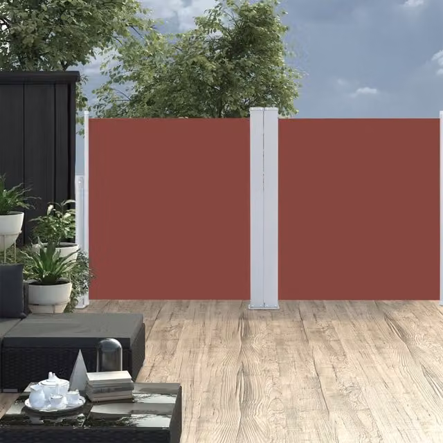 Berkfield Home Retractable Brown Polyester Side Awning, W/H: 600 x 120 cm