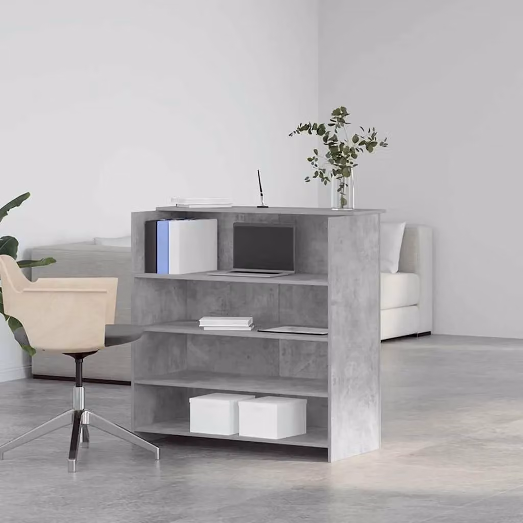 Berkfield Home Reception Desk in Concrete Grey, W/D/H: 100 x 50 x 103.5 cm – 1