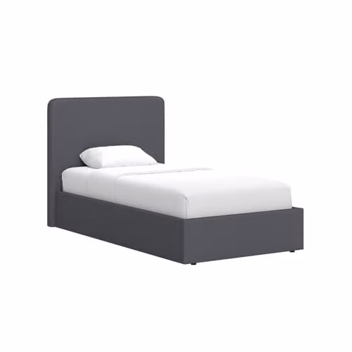FWStyle Single Upholstered Ottoman Storage Bed in Grey, W/D/H: 113 x 90 x 209 cm