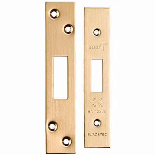 Loops Square Forend Strike and Fixing Pack for Deadlocks in Satin Brass