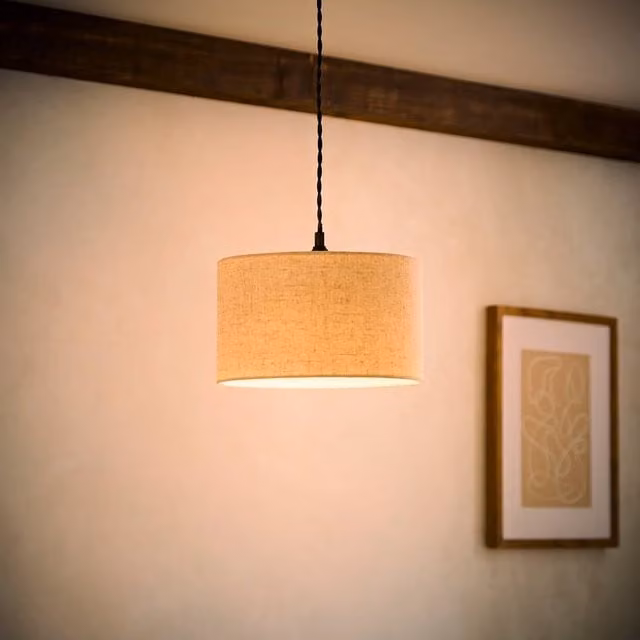ValueLights Reni Beige Linen Easy Fit Pendant Drum Lamp Shade
