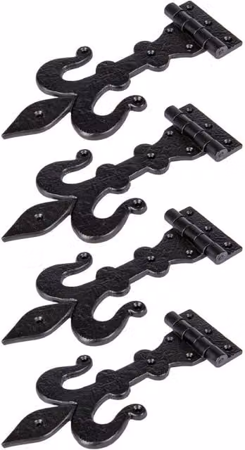 Hammer and Tongs Fleur De Lis T-Hinge in Black, Pack of 4