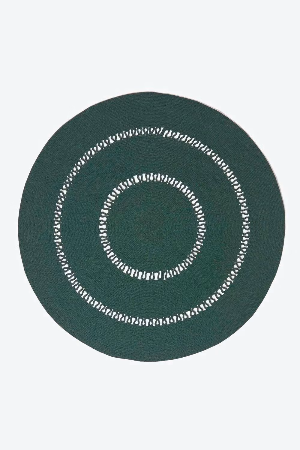 Homescapes Green Crochet Braided Round Rug, Diameter: 90 cm – 2