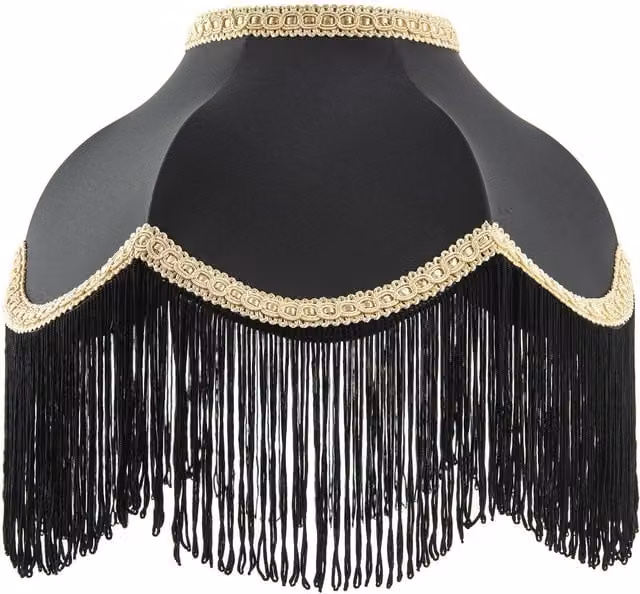 Happy Homewares Victorian Empire Lampshade in Black Faux Silk with Gold Trims, Diameter: 30 cm – 1