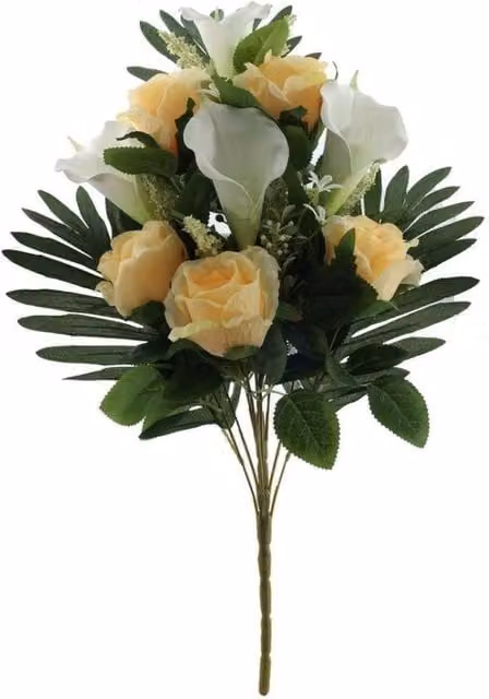 KDMD Essential Peach Rose and Lily Bouquet in Beige and Multicolour