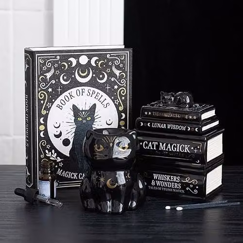 Something Different Wholesale Black Ceramic Stacked Spell Books Oil Burner for Tealights – 2