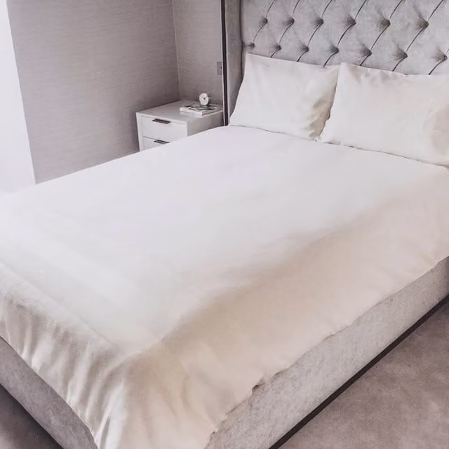 Voltico Natural Jacquard Duvet Cover and Pillowcase Set in Beige and Blue, Linen, W/H: 140 x 200 cm – 1