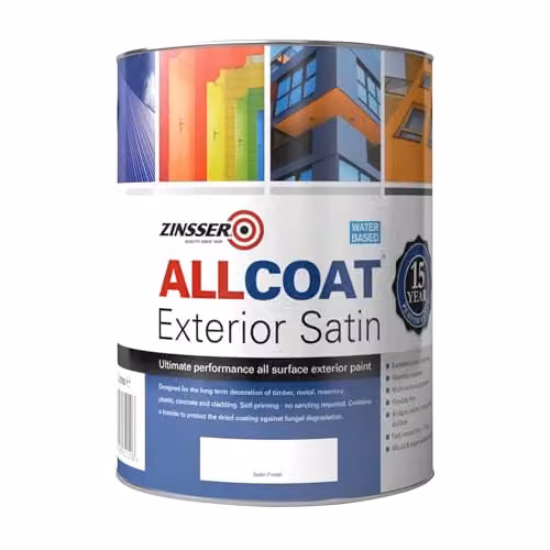 Zinsser AllCoat Exterior Water Based Satin Paint, White, 5 l