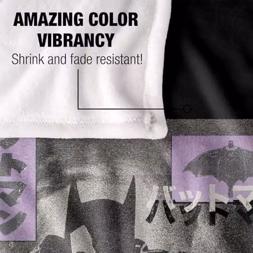 Warner Bros. Batman Kanji Darkest Shadows Super Soft Fleece Throw Blanket, Black and Multicolour, W: 91 cm, D: 147 cm – 3