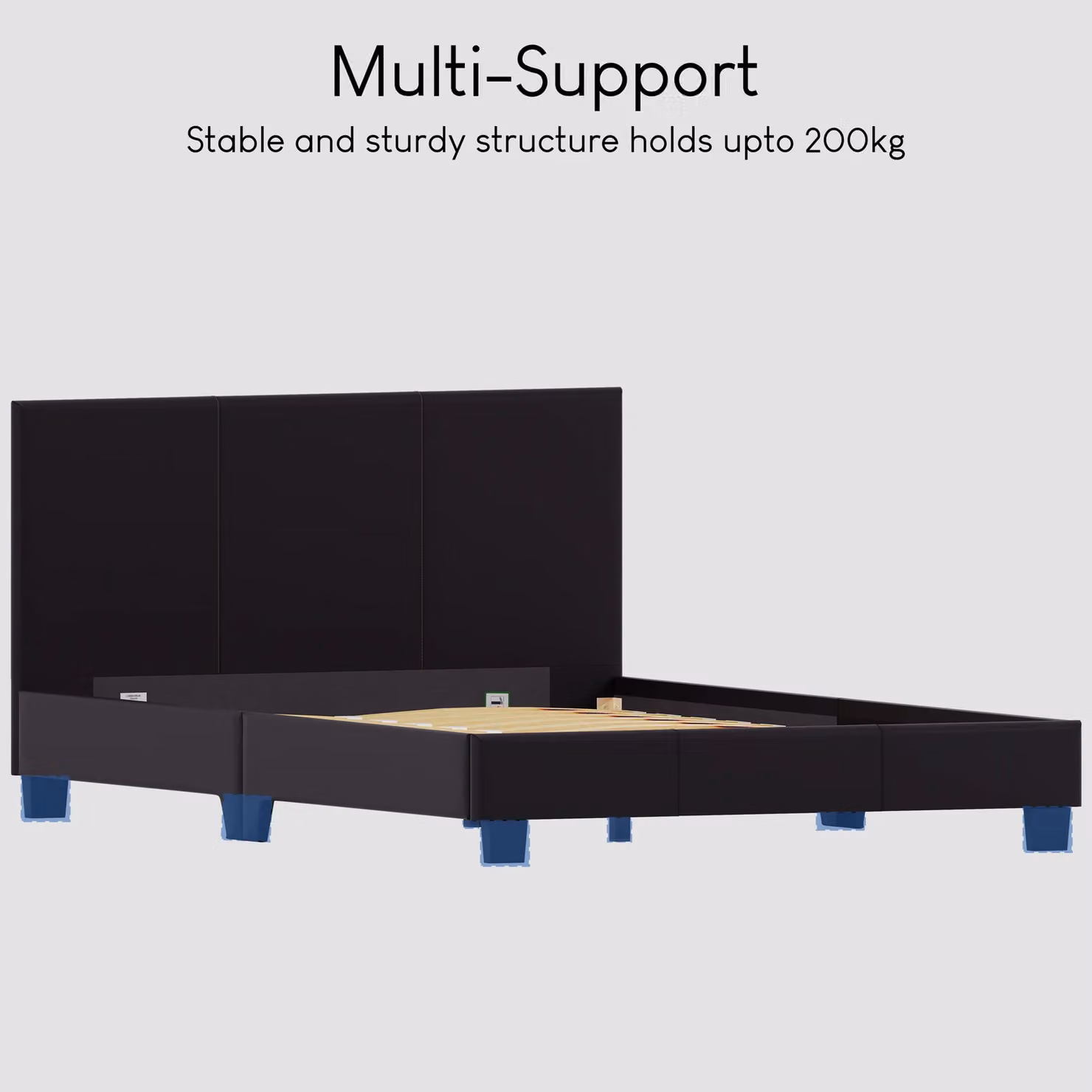 Vida Designs Lisbon Double Faux Leather Bed Frame with Storage in Black, 140 x 200 cm – 6