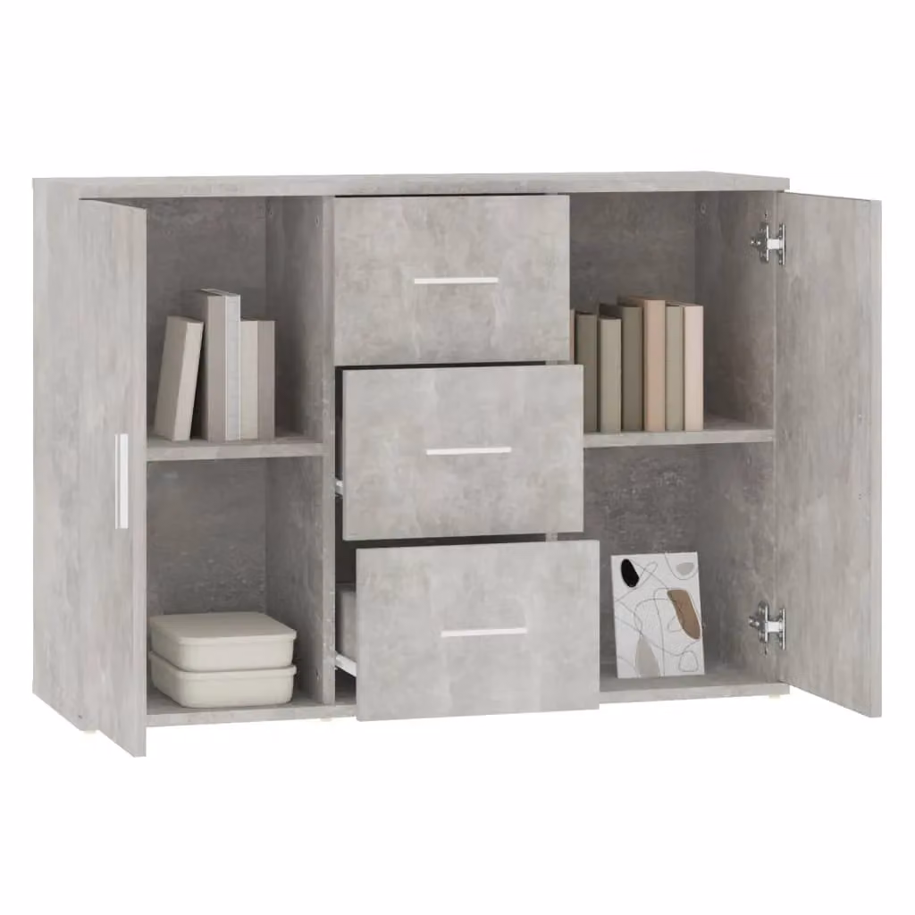 Berkfield Home Sideboard in Concrete Grey, W/D/H: 91 x 29.5 x 65 cm – 2