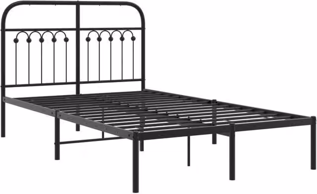 Berkfield Home Metal Bed Frame with Headboard, Black, W/D/H: 120 x 200 cm – 1