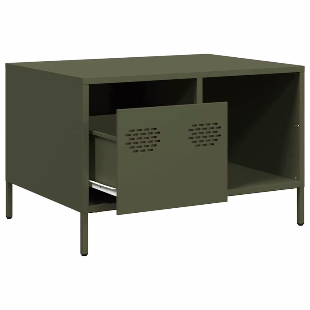 Berkfield Home Industrial Metal Coffee Table in Matt Olive Green, W: 68.5 cm, D: 50 cm, H: 43.5 cm – 5
