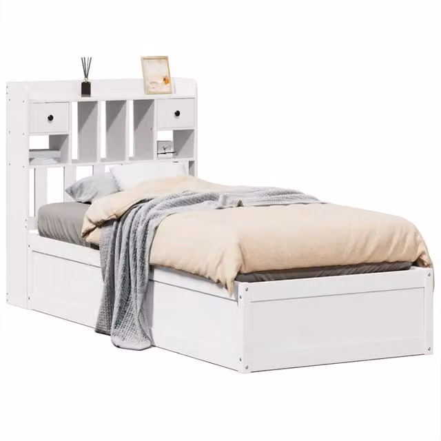Berkfield Home Single Solid Wood Pine Bed Frame with Drawers, White, W/D/H: 90 x 190 cm – 1