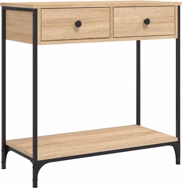 Berkfield Home Sonoma Oak Console Table in Beige and Brown, W/D/H: 75 x 34.5 x 75 cm – 1