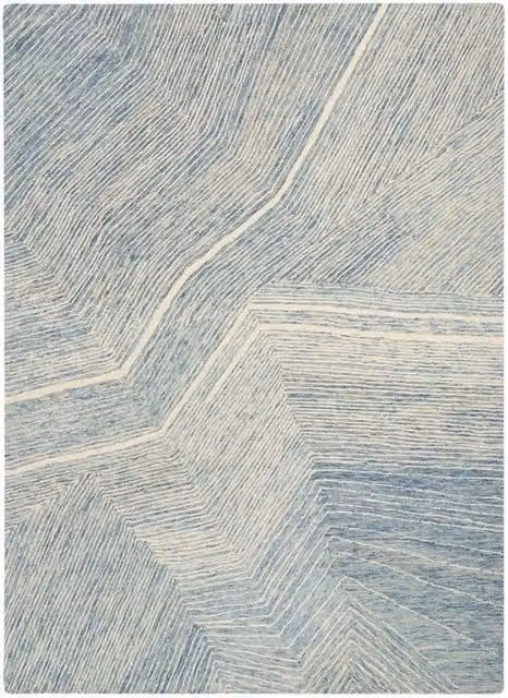DKNY Pure Angles Ang01 Geometric Woven Rug in Ivory, Blue and Multicolour, W: 160 cm, L: 220 cm