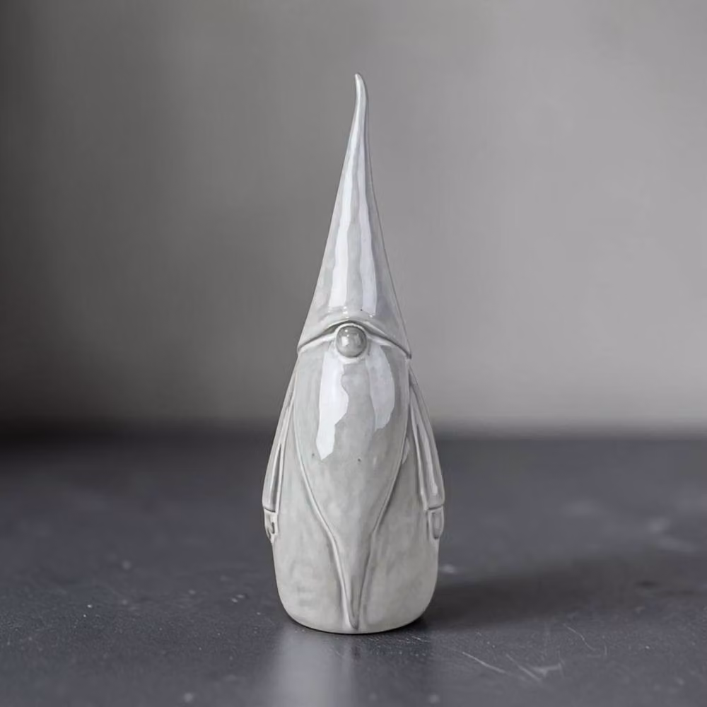 Four Candle White Glazed Ceramic Christmas Gonk Tabletop Ornament – 2