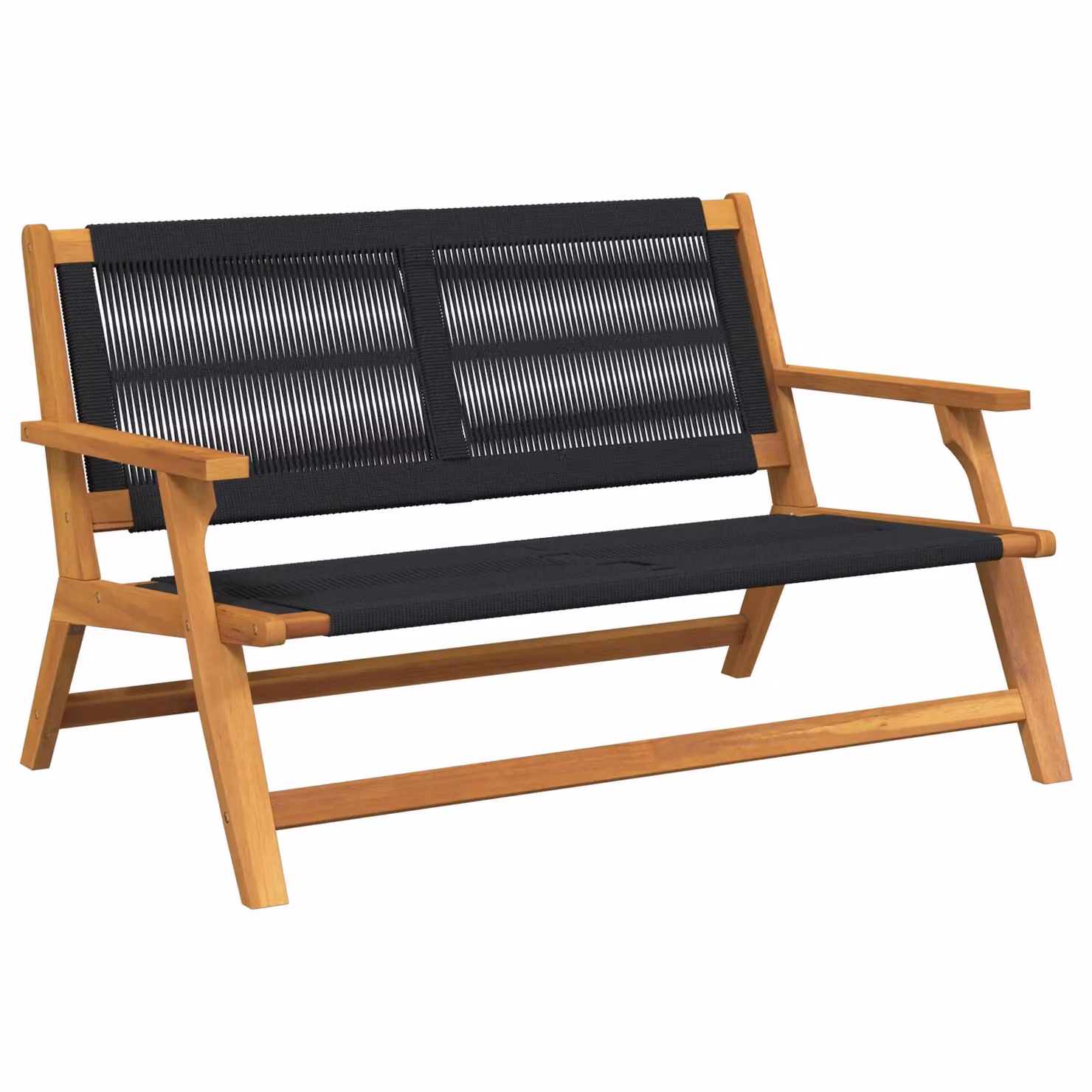 Berkfield Home Garden Bench in Black Acacia Wood, W/D/H: 122 x 76 x 73 cm – 2