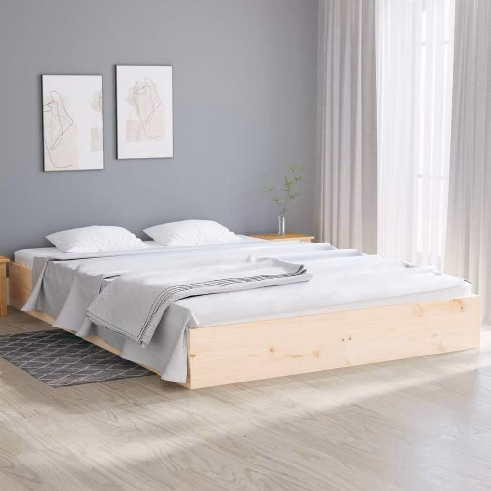 Berkfield Home Solid Pine Wood Bed Frame with Drawers in Beige, W/D/H: 200 x 200 x 23 cm – 2