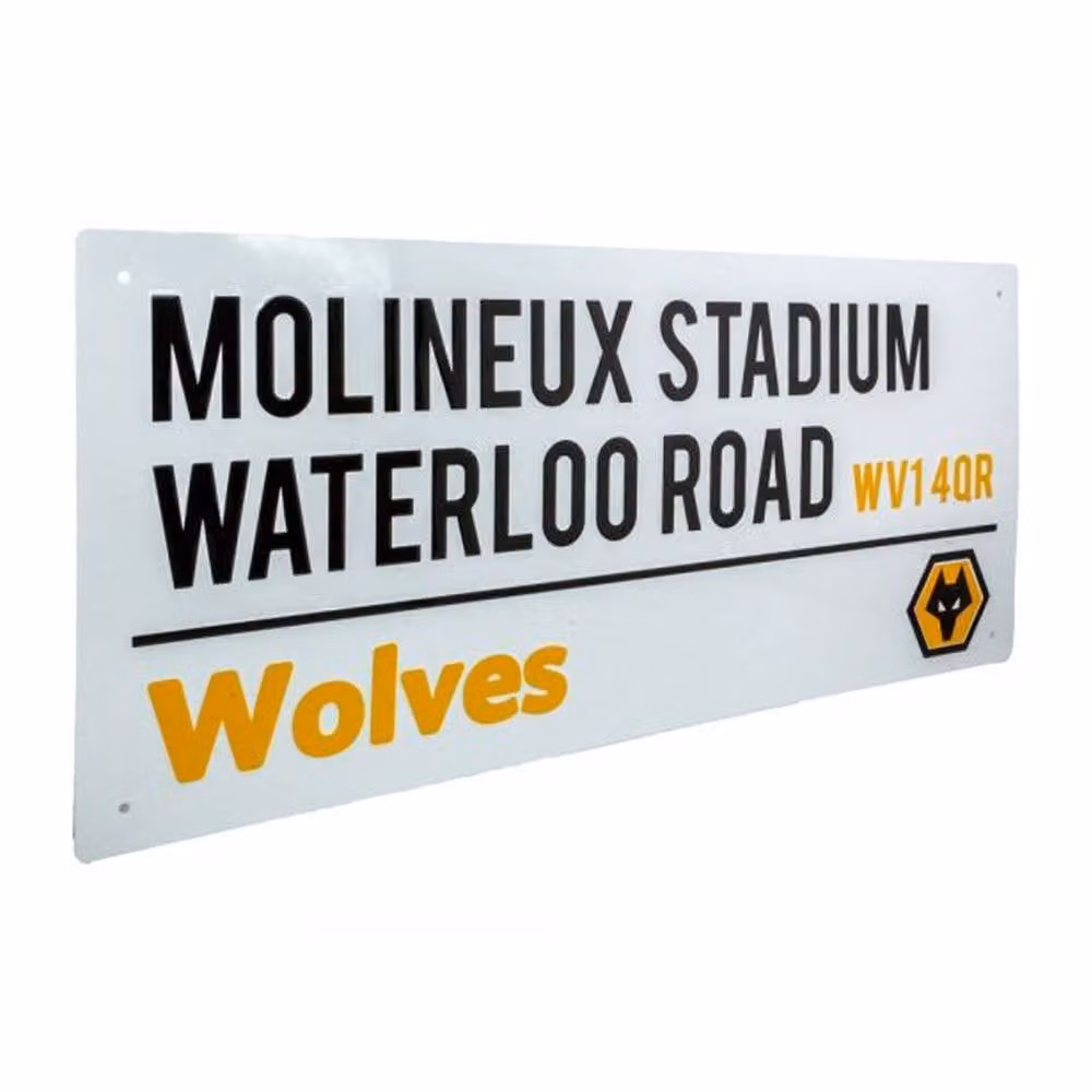 Wolverhampton Wanderers FC Molineux Stadium Waterloo Road Light Metal Wall Sign, White – 2