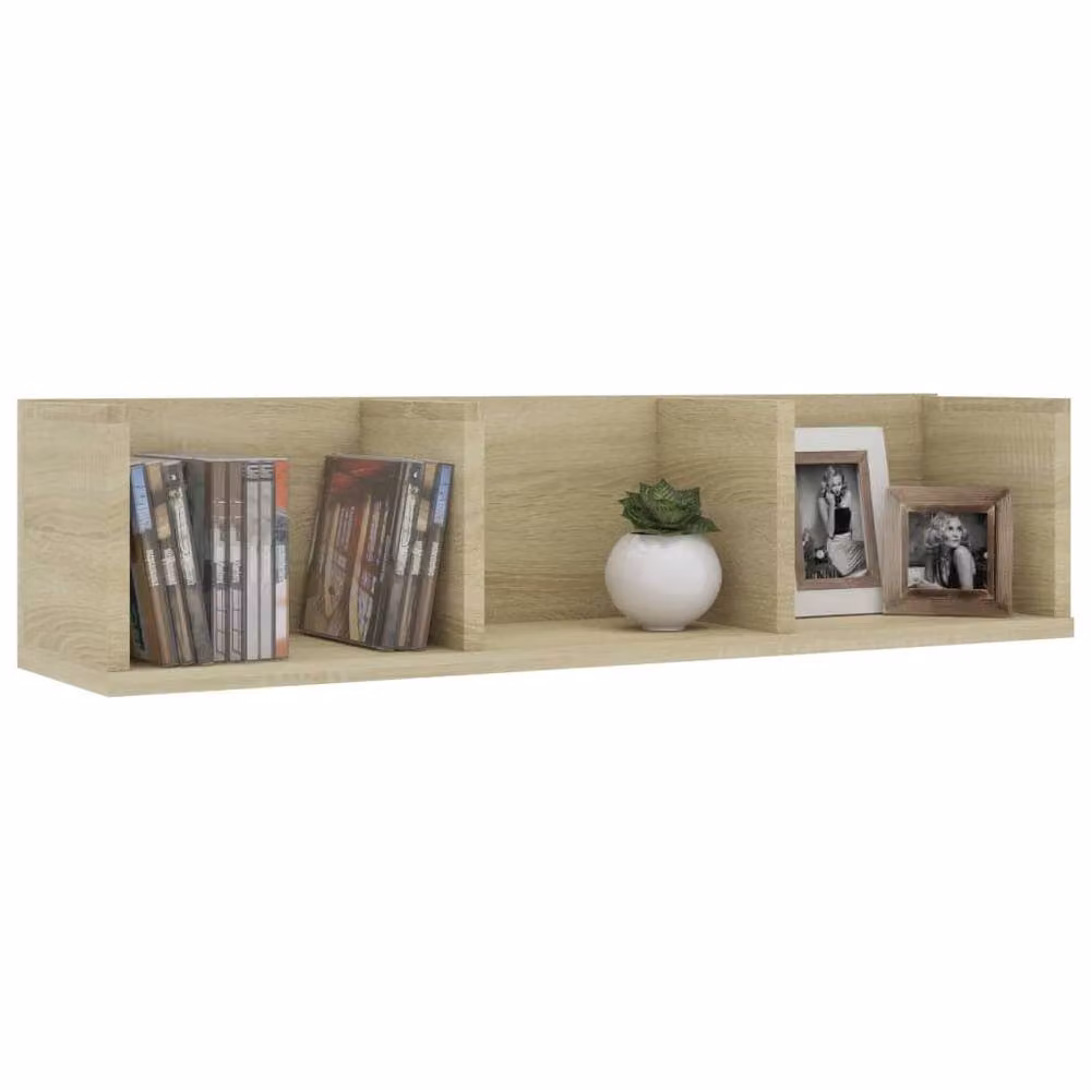 Berkfield Home Sonoma Oak CD Wall Shelf, Beige, W: 75 cm, D: 18 cm, H: 18 cm – 3