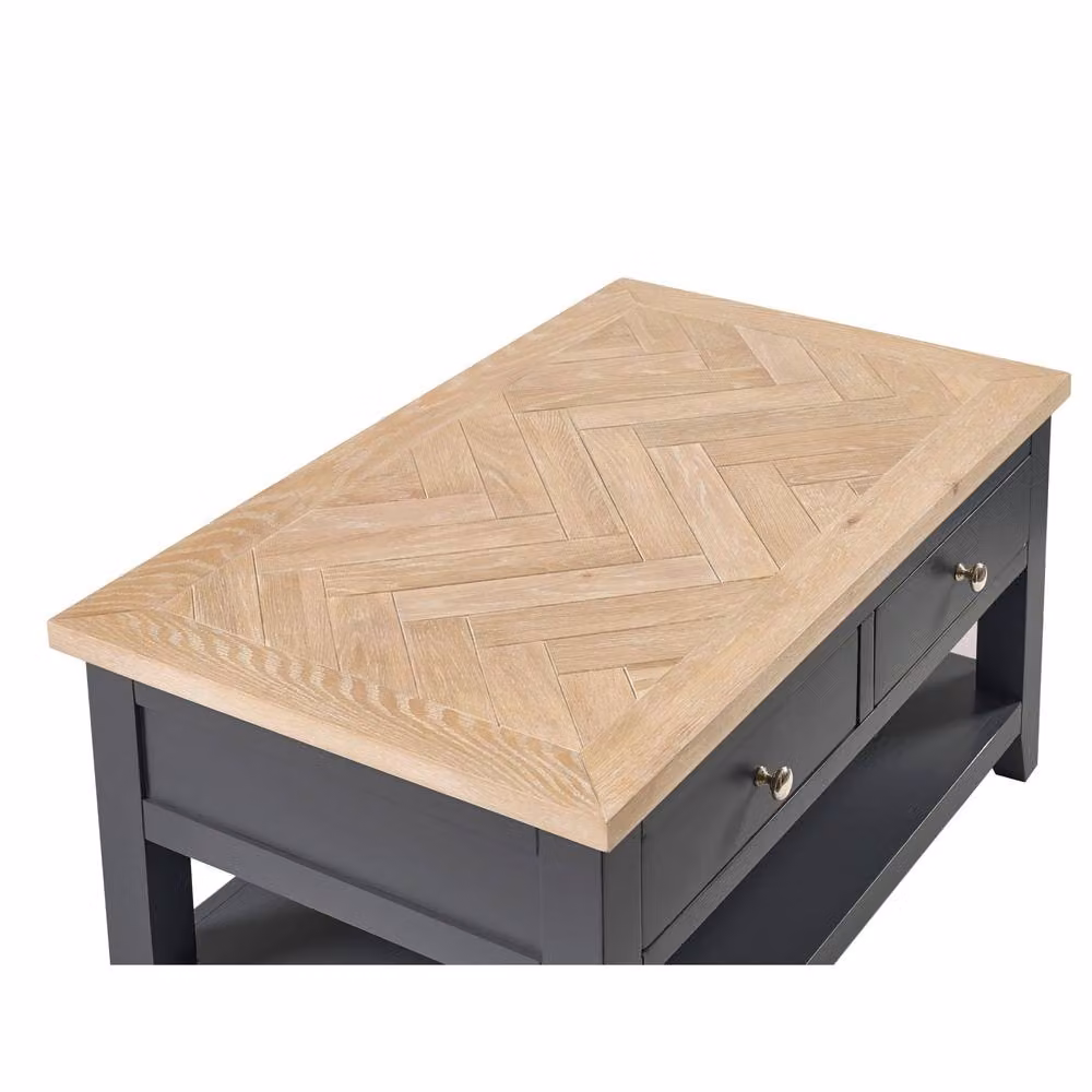 Cheshire Dunvegan Modern Rectangular Coffee Table in Dark Grey and Oak – 4
