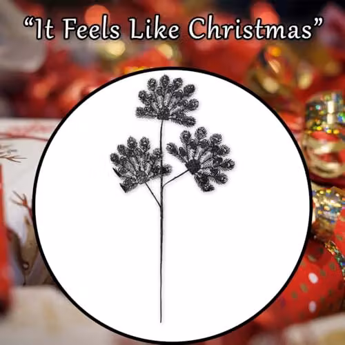 VFM e-Store Christmas Long Stem with Glitter Decoration, Black, H 60 cm x W 22 cm – 6