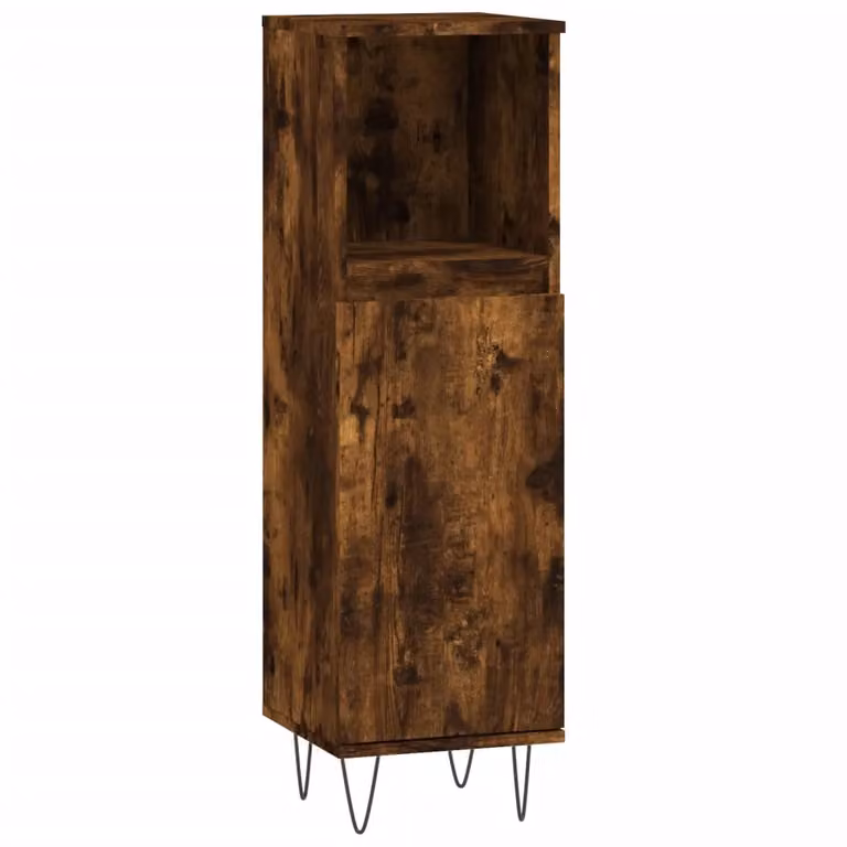 Berkfield Home Smoked Oak Bathroom Cabinet in Brown, W/D/H: 30 x 30 x 100 cm