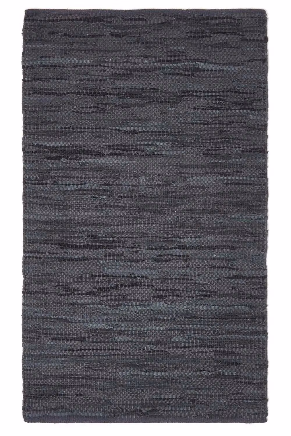 Homescapes Denver Black Woven Leather Rectangular Rug W/D/H: 90 x 150 x 1 cm – 2