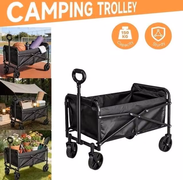 KORVIXA Heavy Duty Garden Trolley Wagon, Black – 1