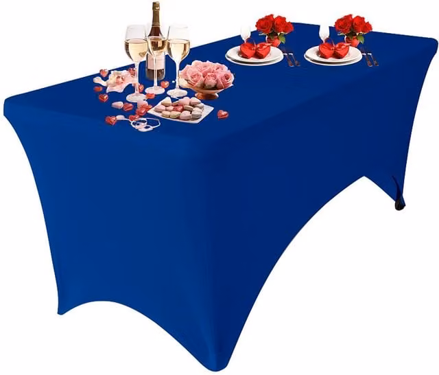 Neel Blue Elastic Spandex Rectangular Patio Tablecloth in Blue