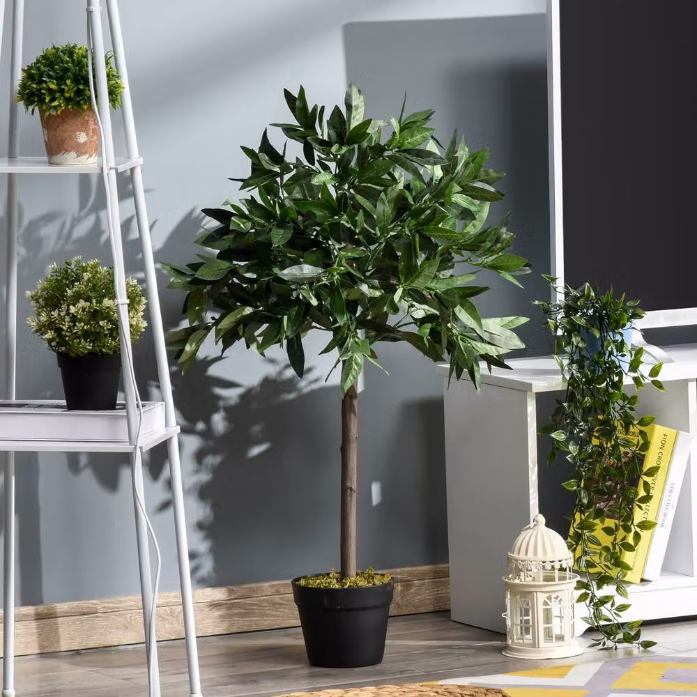 STILVORA Set of 2 Artificial Bay Trees in Green, Height: 90 cm – 2