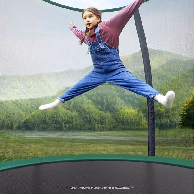 SONGMICS Round Garden Trampoline with Safety Net, Green, Diameter: 305 cm