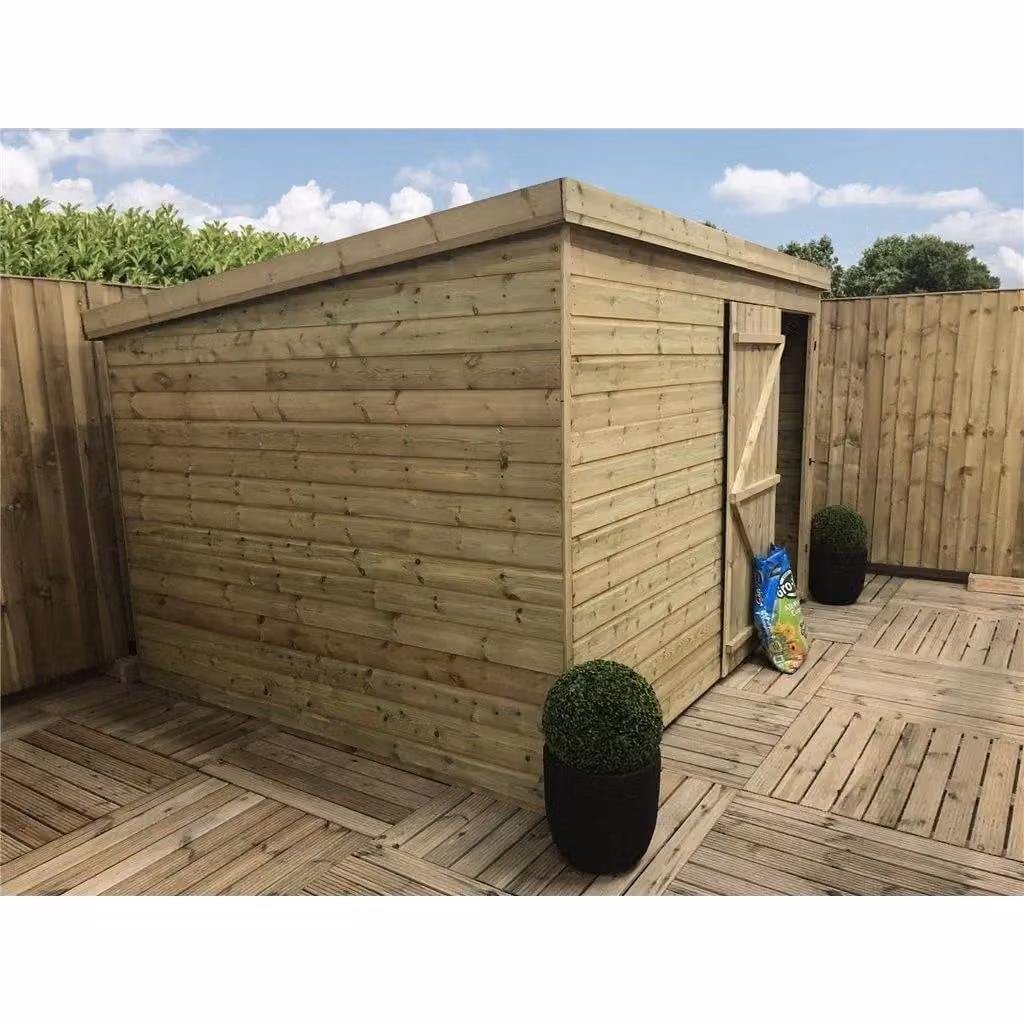 Marlborough Pressure Treated Pent Garden Shed with Single Door in Natural – 3