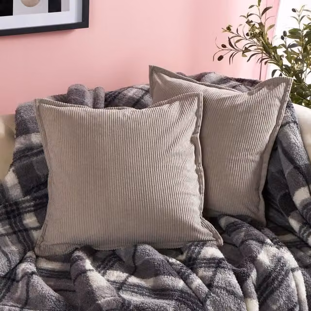 OHS Oxford Edge Corduroy Cushion Covers in Grey